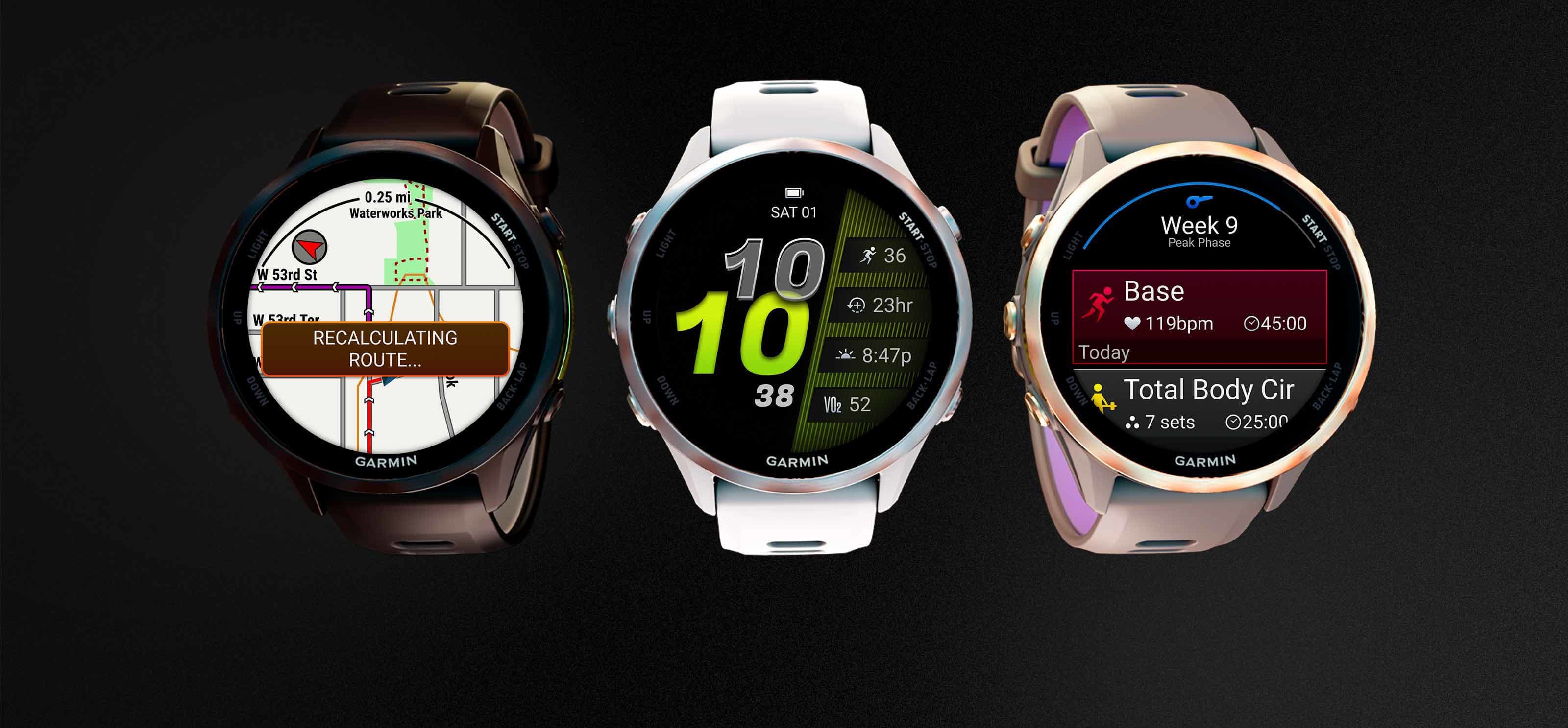 Forerunner® 970 Soft Gold Titanium with French Gray Case and French Gray/Translucent Indigo Band
