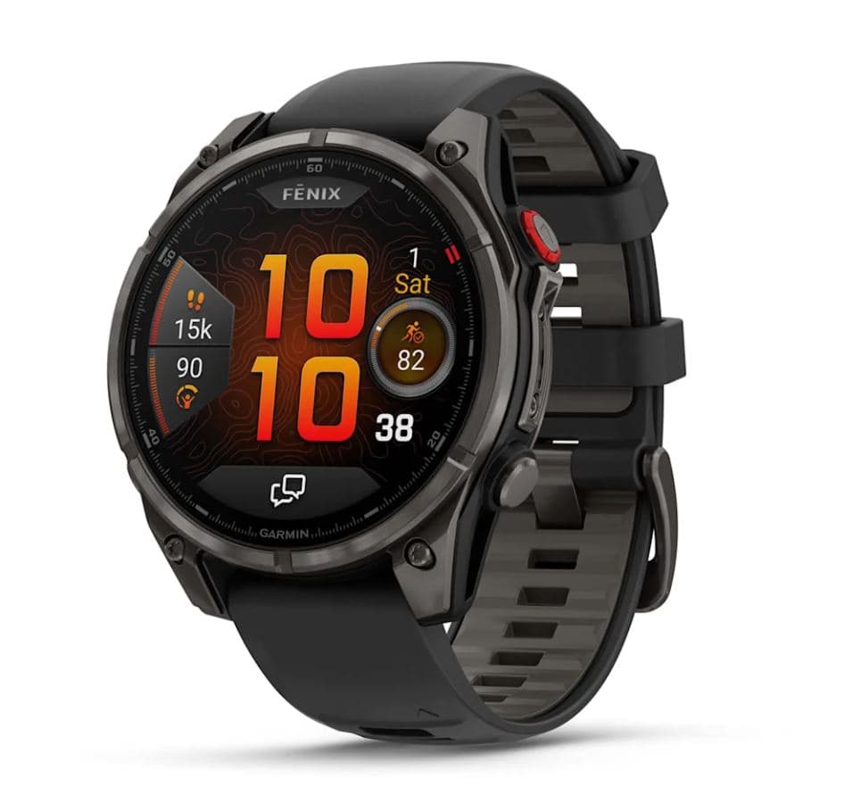 fēnix® 8 Pro – 47 mm, AMOLED Sapphire, Carbon Gray DLC Titanium with Black/Pebble Gray Silicone Band